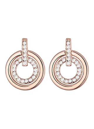 18 Karat Rose Gold Plated Swarovski Studded Stud Earrings 