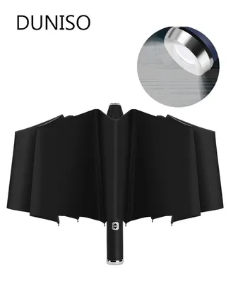 Portable Windproof Folding Travel Umbrella With LED Flashlight Anti-UV Sun And Rain Umbrellas For Women And Men 