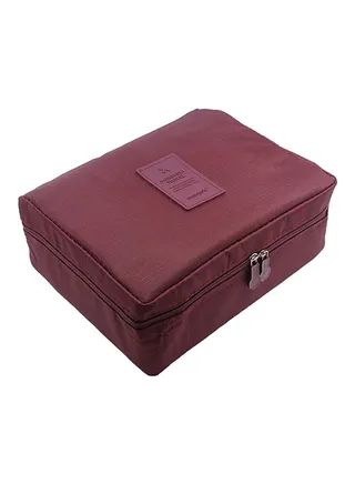 Nylon Zipper Cosmetic Bag Red 