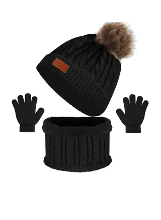 Kids Winter Hat Scarf Gloves Set 