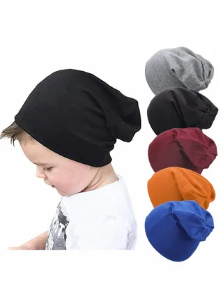 5 Pack Unisex Baby Hats for Kids Cotton Soft Cute Knit Cap, Baby Toddler Beanie 