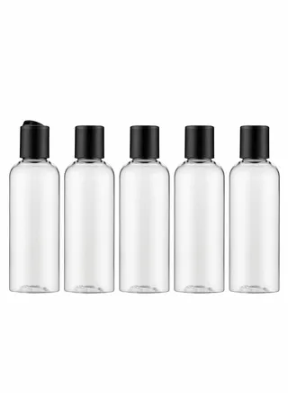 8oz Clear Plastic Empty Travel Bottles with Disc Top Flip Cap, BPA-Free Squeeze Containers for Shampoo, Lotion, Soap, Cream -5 Pcs 