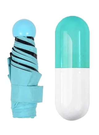 5 Folding Compact Umbrella with Capsule Case Baby Blue 