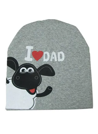 I Love Dad Printed Beanie Grey 