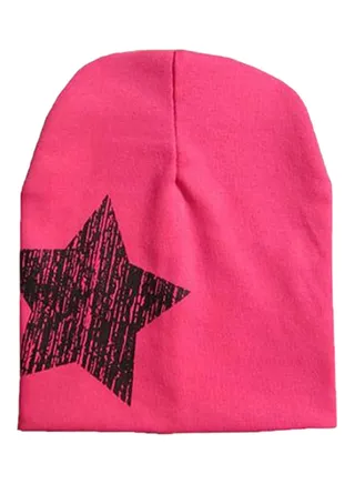 Adorable Star Pattern Beanie Pink/Black 