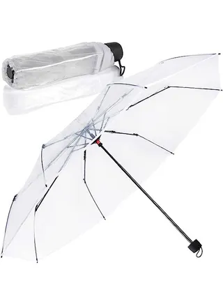 Folding Umbrellas Travel Umbrella, Transparent Umbrella Pocket Umbrella, Portable Compact Protection, Small Light Weight Waterproof, Rain and Sun Umbrella Elegant Umbrella In Transparent 