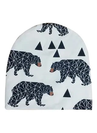 Cute Printed Beanie Grey/Black 