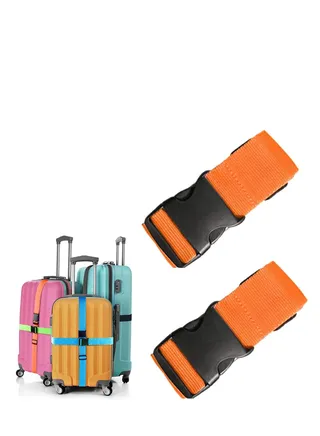 Luggage Straps Suitcase Belts Wide Adjustable Packing Straps Travel Accessories, Suitcase Belts, Packing Straps Travel Belts Accessories for Business Traveling Packing, 2 PCS 74 x 2 Inch Orange 