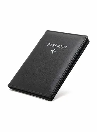 Travel Wallet Passport Holder Blocking Leather Passport Cover Case with Wallet for Credit Card, Money, Boarding, Passport Holder Protector for Men Women (Black) 