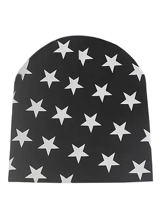 Star Pattern Beanie Black/White 