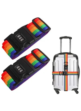 2 Pack Adjustable Luggage Straps,TSA Approved Travel Belt Wide Luggage Secure Belt with Combination Lock for Suitcase Luggage Accessories to Secure Bag Cargo Safe Quick-Release 