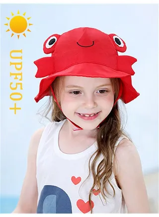 Children'S Cute Animal Sunscreen Hat Upf50+Sunshade Solid Color Summer Light And Thin Quick Drying 