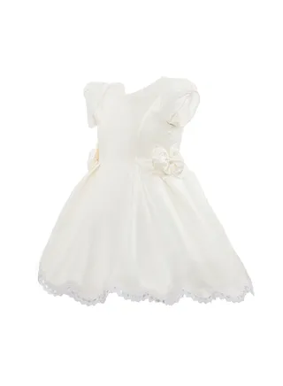 QUEEN WHITE Girls Party Dress, Princess Dress Party Wear Wedding Evening Formal Pageant Dance Gown for Birthday Kid Girls Elegant 