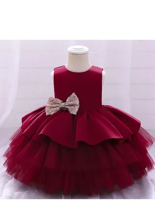 Girl Dress For Wedding Party Red Color 