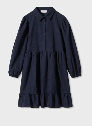 Kids Polo Neck Pleated Dress 