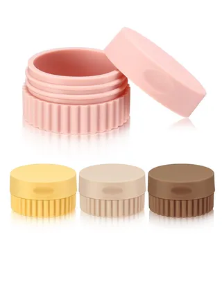 4 Pcs Travel Containers for Toiletries 0.68 oz Small Silicone Cream Jars with Plastic Cap Lids Small Travel Size Empty Makeup Containers Leak Proof for Cosmetic Body Hand Skin Cream Bottles 