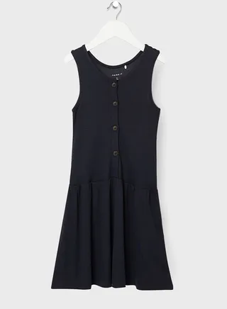 Kids Sleeveless Button-Front Dress 