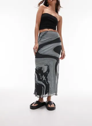 Printed Midi Skirt