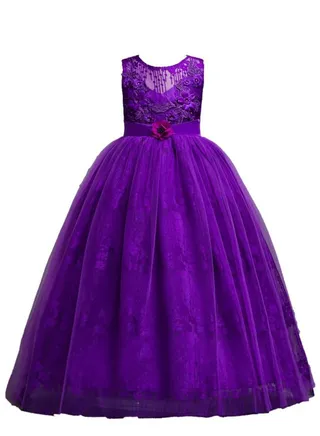 Summer Flower Dress Pageant Kids Dresses For Girls Clothes Princess's Girls Dresses for Party and Wedding Prom Purple 