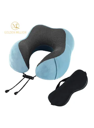 U Shaped Pillow Memory Foam Neck And Head Support Pillows Airplane Travel Kit With Silk Satin Eye Mask 