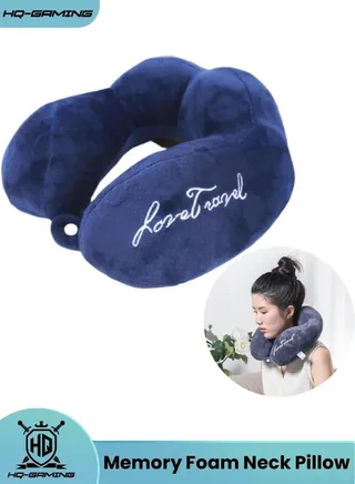 Travel Pillow Memory Foam Neck Pillow Lightweight Quick Pack for Airplane Train Car Neck Support Pillow for Travel Camping, 30x30x12cm 