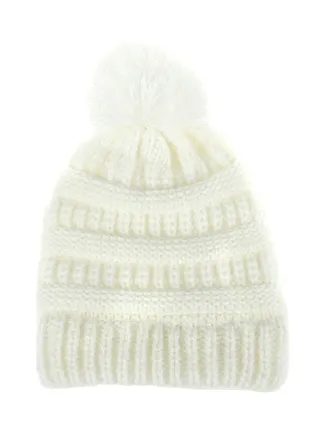 Knitted Crochet Beanie Off White 