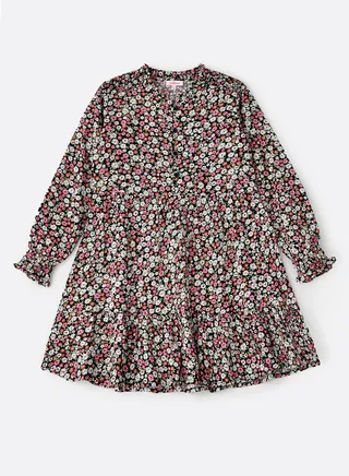 Girls All Over Printed Dress 100% Viscose, Soft and Flowy Dress for Girls 