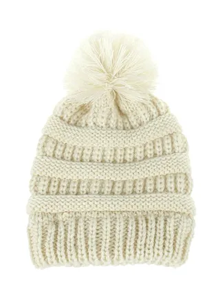 Knitted Crochet Beanie Cream 