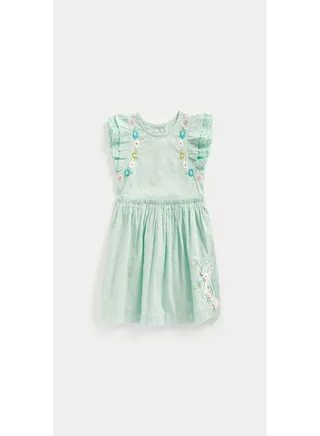 Blue Cotton Dobby Dress 