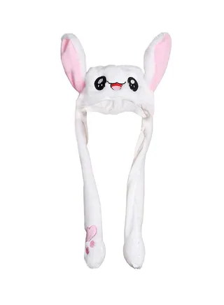 Moving Bunny Ears Soft Plush Cap Pink 