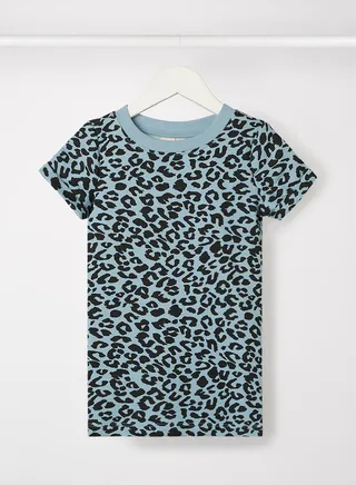 Over All Printed Short Dress Blue/Black 