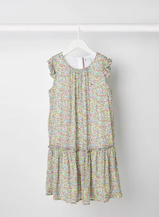 Youth Floral Sleeveless Dress White/ Flower Allover 