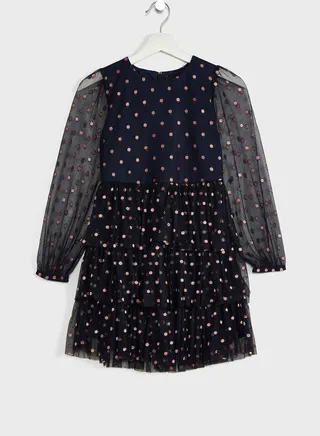 Kids Spot Mesh Mini Dress 