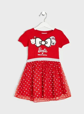 Kids Colour Block Dress Red 