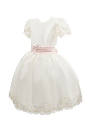 PEARL OFFWHITE TAFTA off white Girls Party Dress, Princess Dress Party Wear Wedding Evening Formal Pageant Dance Gown for Birthday Kid Girls Elegant 