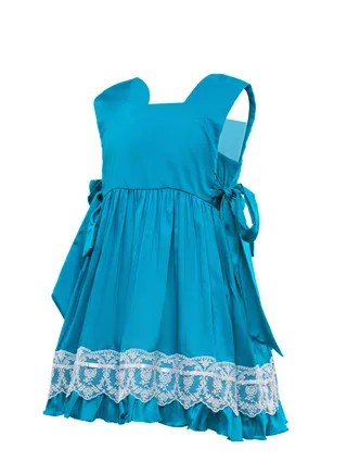 BELLY  COTTON BLUE Girls Party Dress, everyday Dress Party Wear Wedding Evening Formal Pageant Dance Gown for Birthday Kid Girls Elegant 