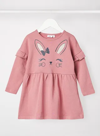 Kids Bunny Print Dress Deco Rose 