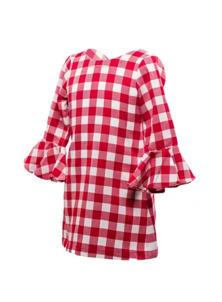 RED CHECKS Girls Party Dress, everyday Dress Party Wear Wedding Evening Formal Pageant Dance Gown for Birthday Kid Girls Elegant 