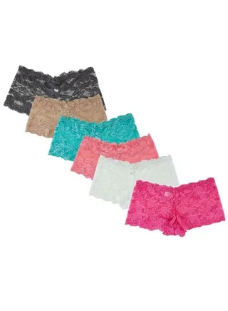 Lace Mix Materials short Panty Set 6 Pieces 