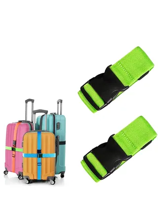 Luggage Straps Suitcase Belts Wide Adjustable Packing Straps Travel Accessories, Suitcase Belts, Packing Straps Travel Belts Accessories for Business Traveling Packing, 2 PCS 74 x 2 Inch Green 