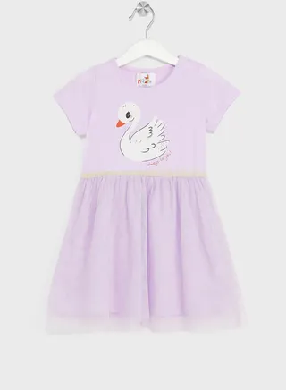 Girls Printed Tulle Dress 
