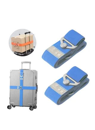 Luggage Straps, Suitcase Bungee Belts, Adjustable Suitcase Belts Travel Accessories, Packing Straps Travel Belts Accessories for Business Traveling Packing, L and S size, 2Pack Blue 