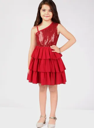 Kids Sequin Tiered Dress 