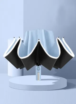 Automatic Umbrella Windproof Reverse Folding Umbrella UV Protection Travel Umbrella For Sun & Rain Blue 