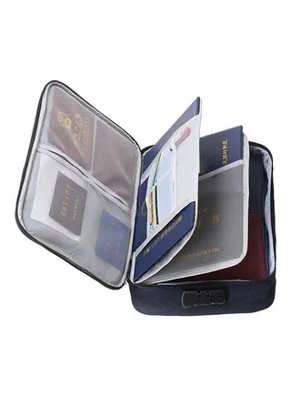 Two Layered Document Bag With Lock blue 