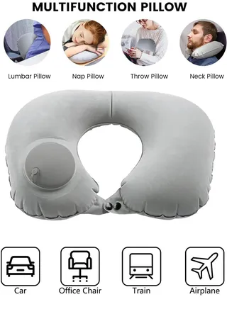 Travel Pillow, Inflatable Neck Pillow with Built-in Pump, Travel Pillow Neck, Neck Support Pillow For Travelling, Easy to Fold and Carry With You, Pillow For Travel Camping Office Sports Watch TV 