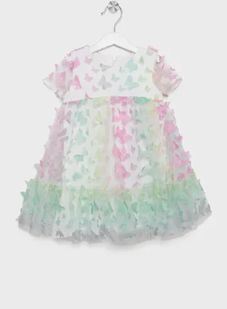 Kids Butterfly Tiered  Dress 