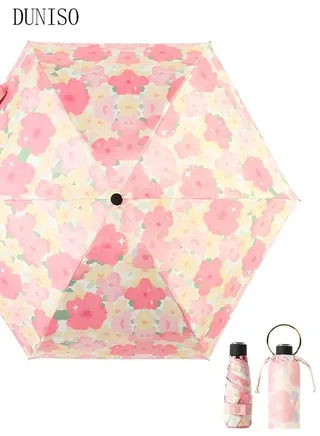 Mini Windproof Folding Travel Umbrella Anti-UV Sun And Rain Umbrellas Compact Portable For Women 