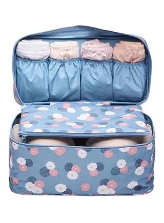 Waterproof Travel Bra Storage Bag Blue/White/Black 
