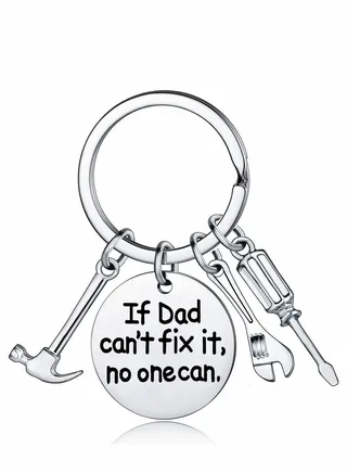 Fathers Day Keyring, Mini Hammer Wrench Screwdriver Key Chain for Dad, If Dad Can't Fix It, No One Can Keyring, Repair Tools Keychain Ring Keyring from Son Daughter for Father's Day Gift 